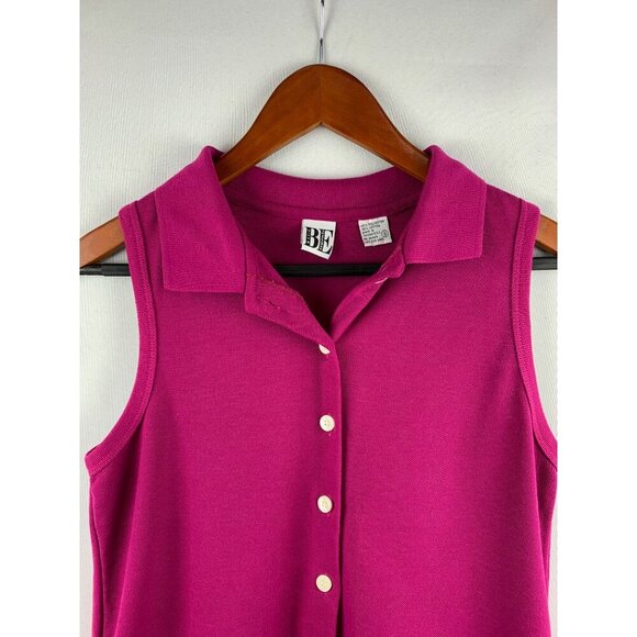 Basic Essentials Womens Sleeveless Pink Button-Up Shirt Size S - Picture 3 of 4